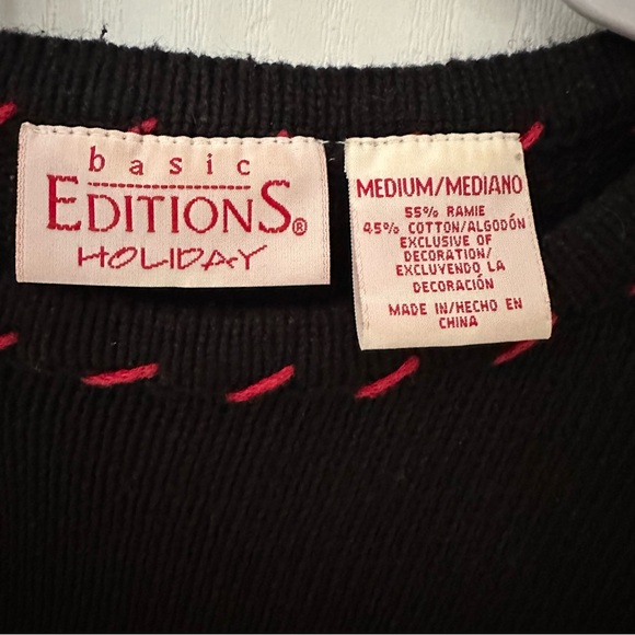 Vintage 90s Basic Editions Embroidered Christmas Novelty Sweater  Medium - Picture 13 of 13